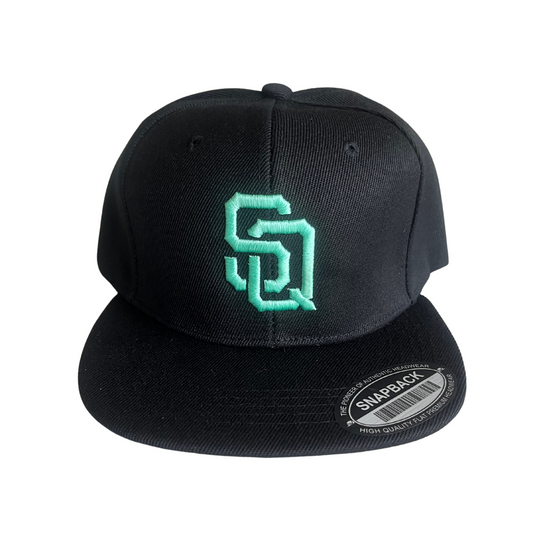 StitchQuarters SQ Snapback Black and Seafoam Green Hat