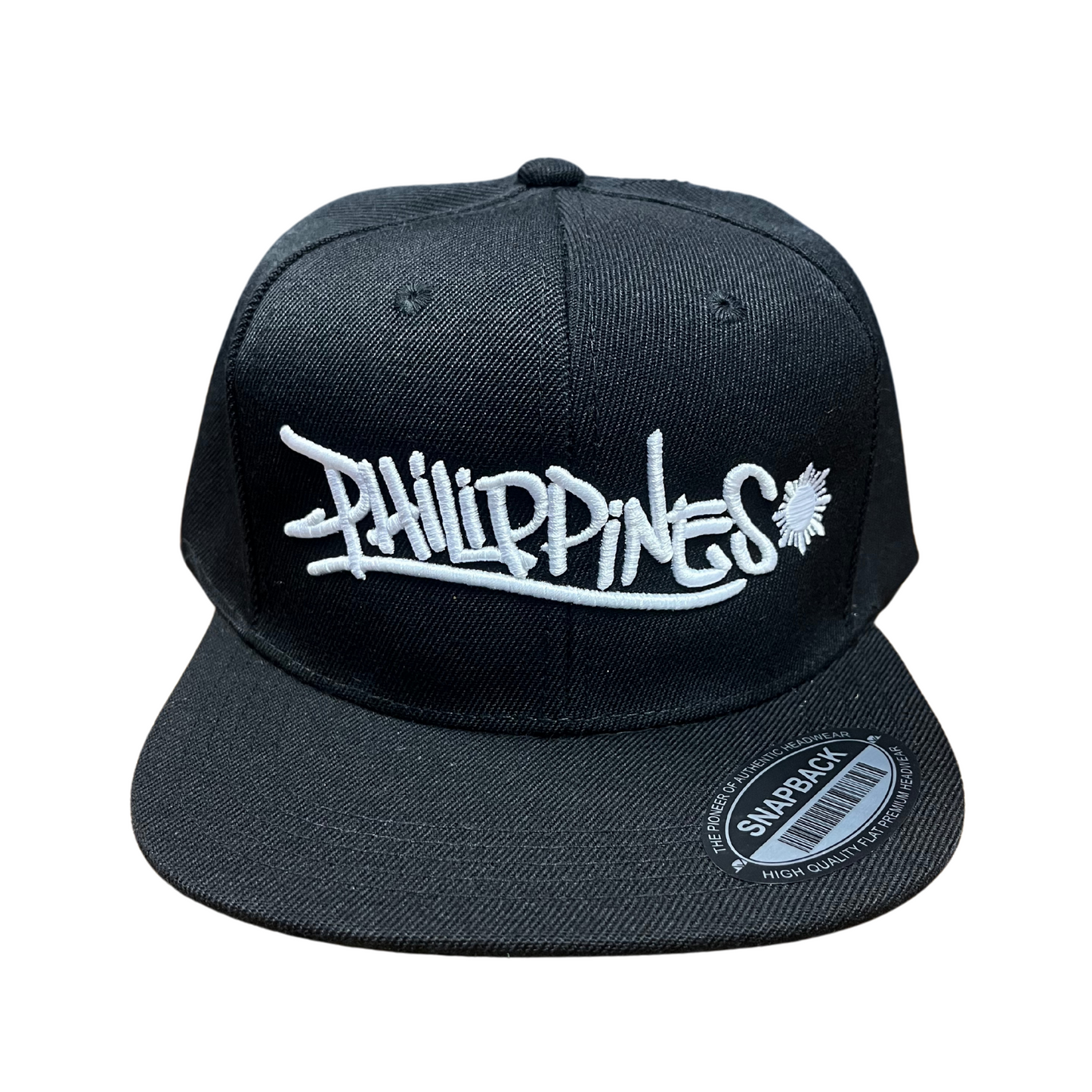 Philippines Graffiti Black Hat With White Embroidery